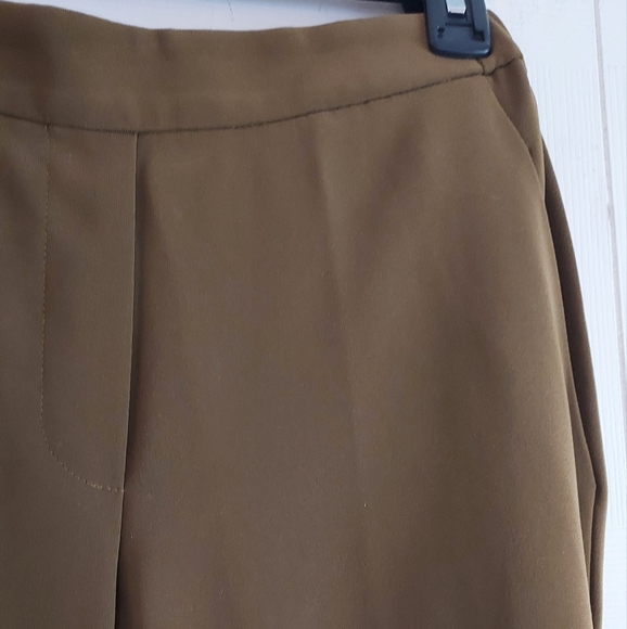 J. Crew Pants Dress Womens Size 4 Green Brown Polyester Elastic Back Pullon READ - Picture 4 of 11